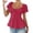Z-Watermelon Red381, variant on JIAYUE Women's Shirts Fashion Summer Short Sleeve With Drawstring V-Neck Tie Design Casual Solid Color Tee Female Cozy Tops