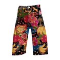thumbnail image 4 of yunLCZ Wide Leg Pants Woman Flare Denim Shorts For Women Wide Leg Denim Shorts Woman Vintage Floral Print High Waisted Straight Stretch Pants With Pockets Office Slacks, 4 of 4