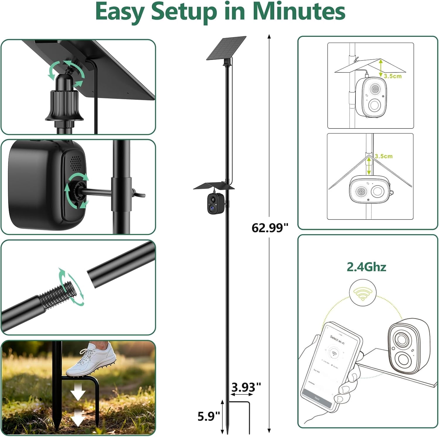 Smart Bird Feeder Camera Solar Powered with Pole
