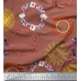 thumbnail image 1 of Soimoi Brown Cotton Duck Fabric Mandala & Floral Wreath Flower Print Fabric by The Yard 42 Inch Wide, 1 of 1