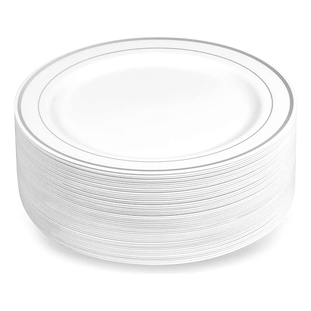 Platos Grandes Desechables Elegantes Plástico Para Fiesta BLANCO