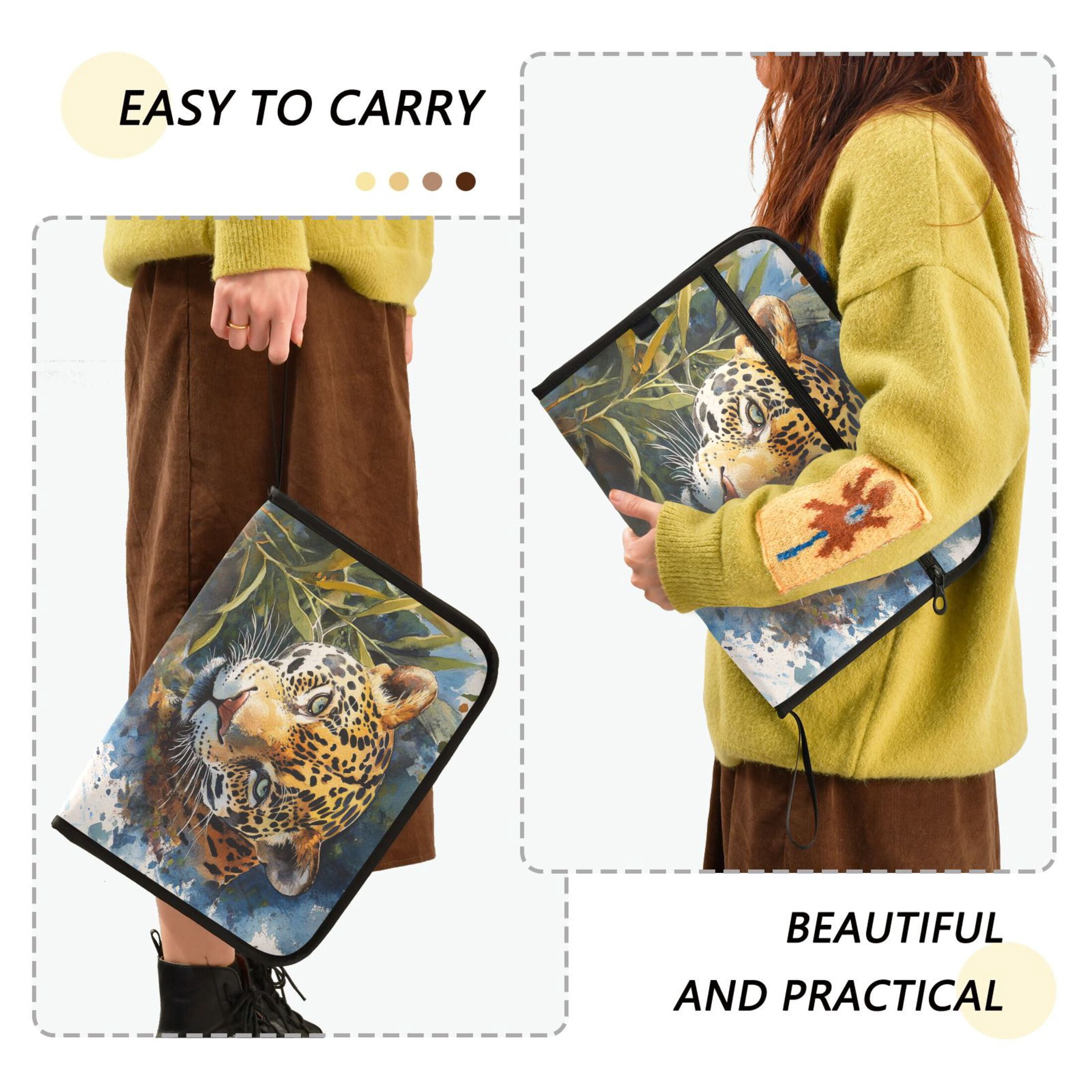 Organ Folder 14.2 x 0.8 x 10.6 Inches 13 Separate Pockets A4 Size Documents Folder A Sort Storage File Manager For The Home Office Watercolor Beautiful Jaguar