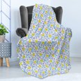 thumbnail image 4 of Baby Soft Flannel Fleece Blanket, Washing Time Themed Image with Soap Bubbles Water Droplets Rubber Ducks Pattern, Cozy Plush for Indoor and Outdoor Use, 50" x 70", Blue Lilac Yellow, by Ambesonne, 4 of 5