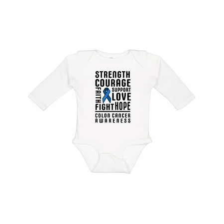 

Inktastic Strength Courage Support Colon Cancer Awareness Boys or Girls Long Sleeve Baby Bodysuit