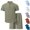#01 Army Green 【Mix & Match: Essential Colors in Stock】, variant on Men's Summer V-Neck Button Short Sleeve Shirt Shorts Set Solid Color Casual Loose Fit Outfits for Beach Vacation Golf Streetwear Modern Fashion Essential | AESTIVO,Army Green L