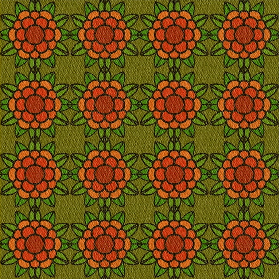 Ahgly Company Machine Washable Indoor Square Transitional Olive Green Area Rugs, 5' Square