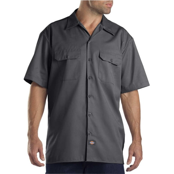 Dickies Mens Short-Sleeve Work Shirt, XT, Charcoal