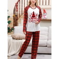 thumbnail image 3 of Caoirhny Christmas Pajamas for Family Long Sleeve Snowflake Tree Print Tops + Plaid Pants Set Winter Sleepwear, 3 of 7