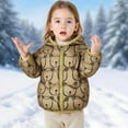 thumbnail image 2 of Fesfesfes Unisex Childrens Winter Hooded Down Jacket with Small Ears Print Lightweight Warm Puffer Coat for Boys and Girls Casual Outdoor Play(Brown,3-4 Years), 2 of 5