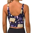 thumbnail image 3 of Vsdgher Lavender Flowers Print Women Sleeveless Athletic Tank Top Built-in Bra Camisole Sports Vest for Yoga Running Fitness Exercise with Removable Pads, 3 of 8