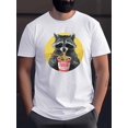 thumbnail image 1 of Camiseta informal con estampado de mapache: camiseta de manga corta para hombre, ideal para el día a día en verano y para el tiempo libre., 1 of 4