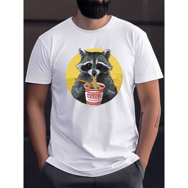Camiseta informal con estampado de mapache: camiseta de manga corta para hombre, ideal para el día a día en verano y para el tiempo libre.