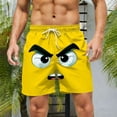 thumbnail image 3 of Bwndum Mens Quick Dry Board Shorts Funny 3D Angry Face Print Swim Trunks with Pockets Novelty Summer Beach Vacation Shorts for Men Yellow S-5XL,Size M, 3 of 3
