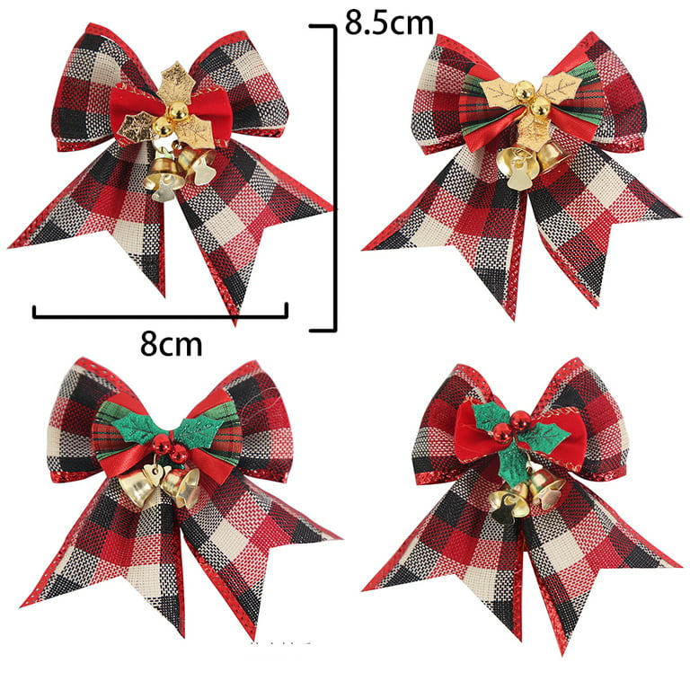 Christmas Jingle Bells Ornament 8cm Green Red Iron With Ribbon For