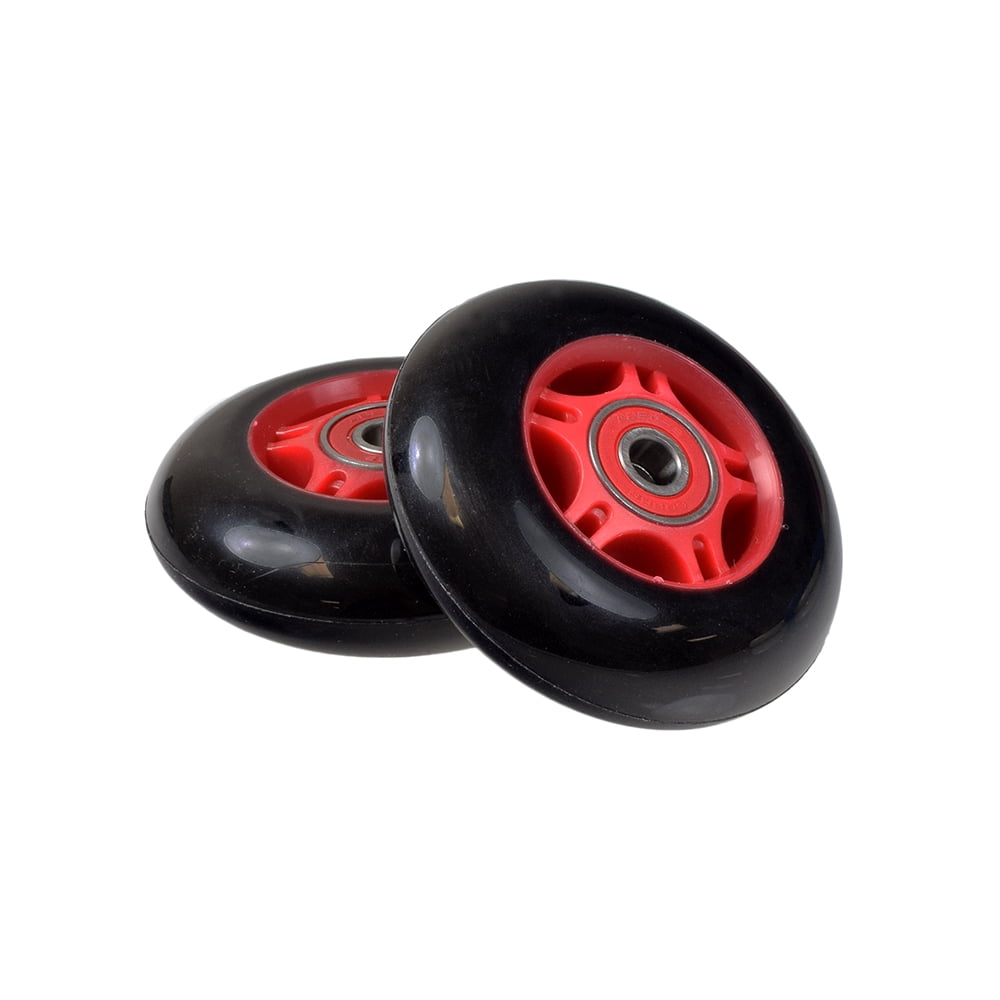 76 mm Black Wheel Red Hub Caster Wheels (Pair) for the Razor Crazy Cart