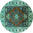 thumbnail image 1 of Ahgly Company Indoor Round Persian Turquoise Blue Traditional Area Rugs, 8' Round, 1 of 4
