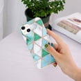 thumbnail image 5 of For Apple iPhone 13 (6.1") Stylish Geometric Marble Design Pattern Soft Silicone Rubber Hybrid Shockproof Lightweight Slim Phone Case For iPhone 13,Green and White Marble, 5 of 5