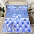 thumbnail image 2 of Feelyou Princess High Heel Bed Sheets, Cartoon Ribbon Bowknot King Sheets, Sequin Print Diamond Sheet Set, Ultra Soft Home Decor, 4-Piece, 2 of 7