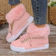 thumbnail image 2 of Dakaela Winter High Top Sneakers for Women Platform Fleece Lined Ankle Boots Fashion Lace up Casual Walking Booties Shoes Pink 9, 2 of 5