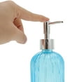 thumbnail image 3 of Unique Bargains 1 Pc Durable Vertical Stripes Soap Dispenser 13.53oz Blue Silver Tone, 3 of 6