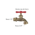 thumbnail image 2 of Llave de Jardín Fumetax Cuerpo de Latón 1/2" 3/4" FS-70047, 2 of 4