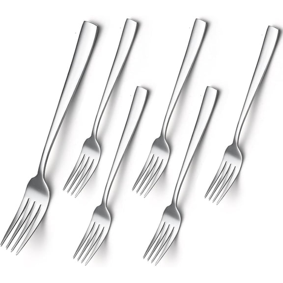 6 count Dinner Forks Set, -Grade Stainless Steel Forks Silverware, Cutlery Fork, Salad Fork, Metal Forks for , Kitchen or Restaurant, Mirror Polished, Dishwasher Safe - 8 Inch