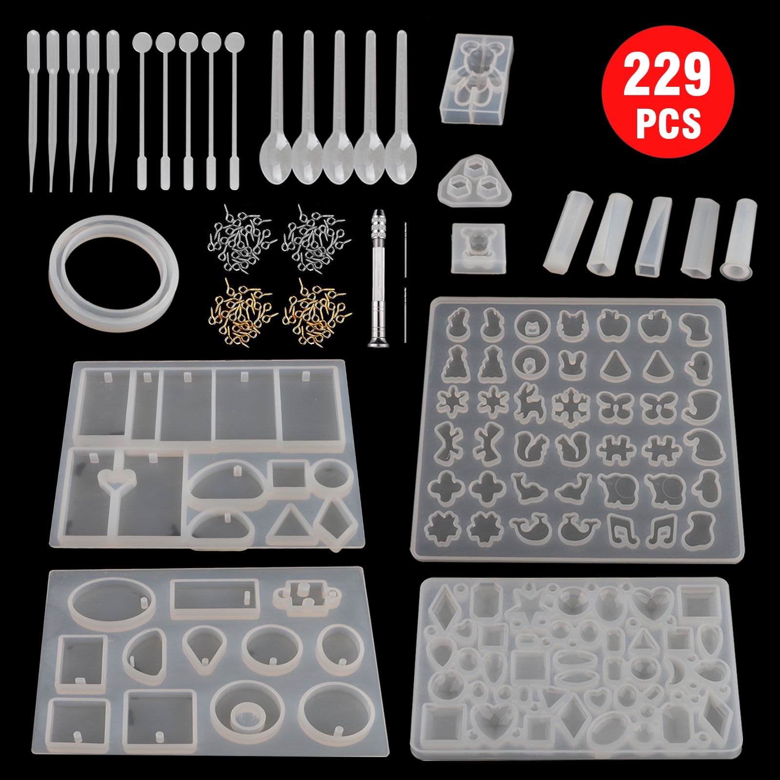 kitt 98/127 Pcs Handmade Crystal Glue Mold Set Resin Casting Molds Kit for DIY Jewelry Craft Making Epoxy Resin Mold 