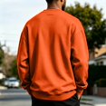 thumbnail image 5 of Basic Crew Neck Sweatshirt for Men, Long Sleeve Drop Shoulder Solid Color Pullover, Fall Regular Fit Casual Streetwear Top Saffron 2XL, 5 of 6