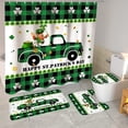 thumbnail image 2 of Aosijia 4Pcs Green St. Patrick's Day Shower Curtains Set with Non-Slip Rugs, Toilet Lid Cover and Bath Mat, Cute Gnomes Waterproof Bathroom Curtain with 12 Hooks 72 x 72 Inch, 2 of 8
