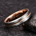 thumbnail image 4 of 6mm Women's Silver Tungsten Ring Wedding Band with Rose Gold Groove Brushed Finish Size 7-12, 4 of 5