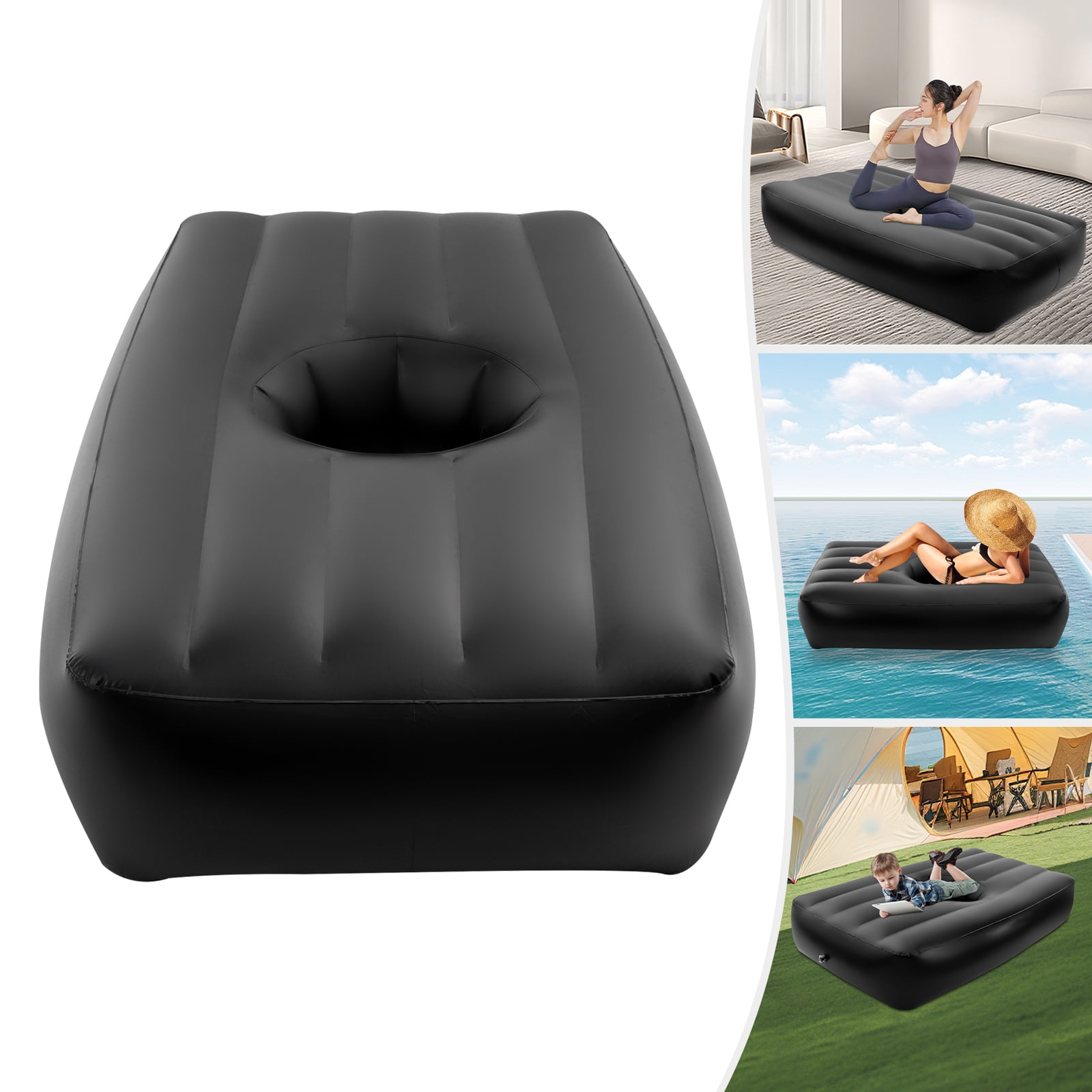 ToppiJoy BBL Bed 72*40*17in Inflatable Mattress with Hole, BBL Bed After Surgery for Sleeping, Ergonomics PVC Pregnancy Bed, Inflatable Mattress Air Mattress for Camping Traveling Hiking (Black)