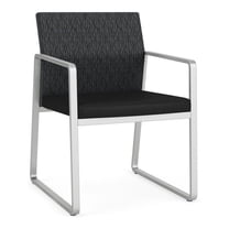 Lesro Gansett Steel and Fabric Waiting Room Guest Chair in Silver/Nocturnal/Castillo Black