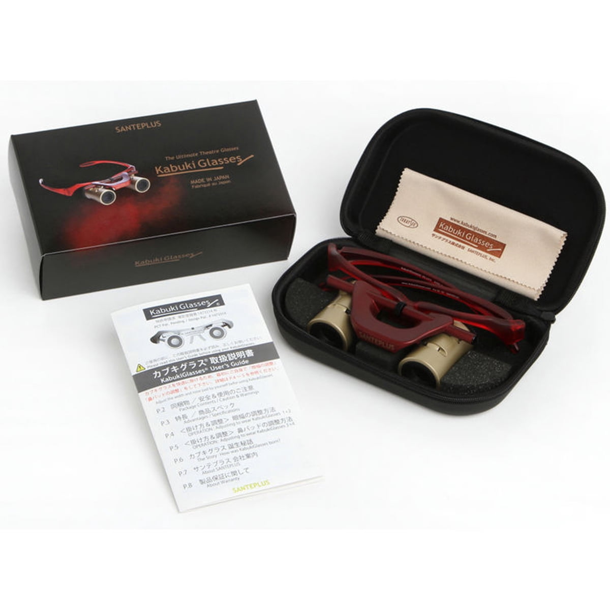 KabukiGlasses Opera Theater Binocular 4x13mm,     Hands-Free Autofocus with Ultra Bright Lens,      Gold/Red
