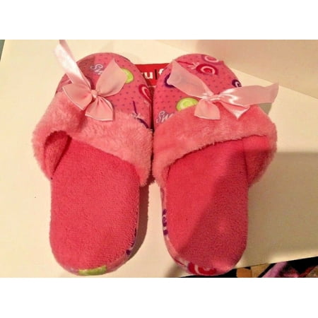 

WOMENS Slippers Tru Fit Comfort Pink PLUSH Padded Insole Small 5-6 NEW