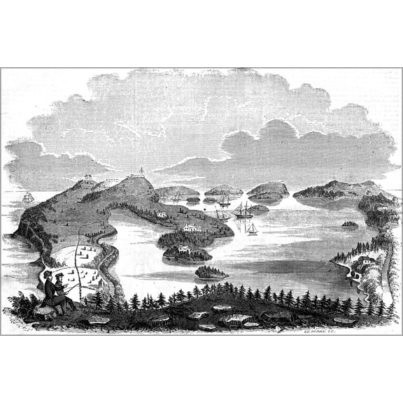 24"x36" Gallery Poster, Harbor at St. George, Bermuda from Sugar Loaf Hill 1854