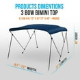 thumbnail image 2 of SereneLife 3 Bow Bimini Top - 2 Straps and 2 Rear Support Poles with Marine-Grade 600D Polyester Canvas (Navy Blue), 2 of 9