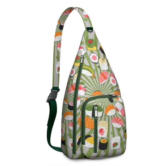 Fashion Sling Backpack Sushi Crossbody Bag for Travel Adjustable Lightweight Travel Hiking Casual Daypack for Unisex