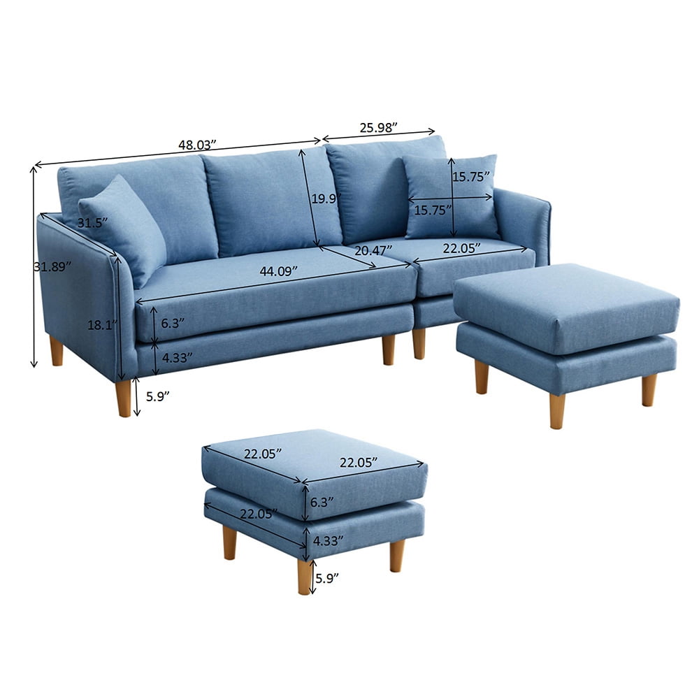 Kepooman Modern Velvet Fabric Convertible L-Shape Sectional Sofa Couch, Blue Kepooman Modern Velvet Fabric Convertible L-Shape Sectional Sofa Couch, Blue