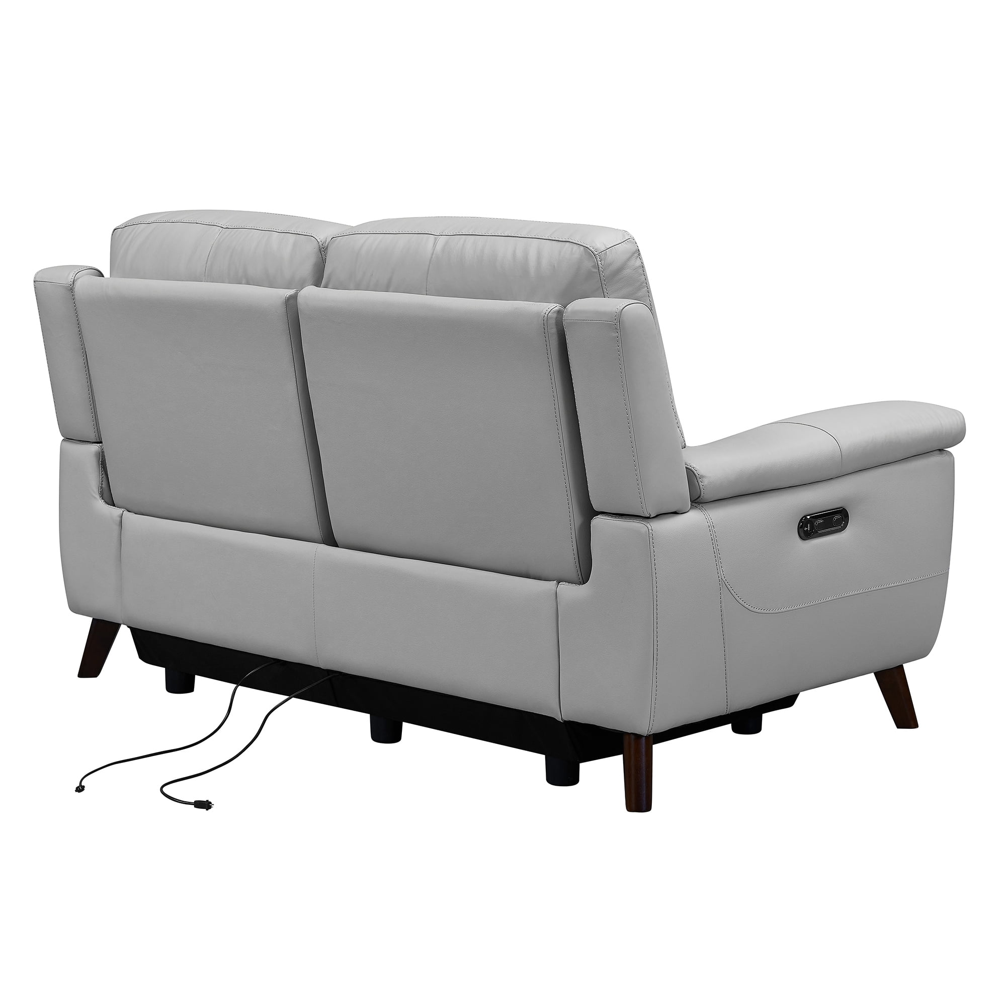 Lizette Top Grain Leather Dove Grey Power Recliner Loveseat with USB
