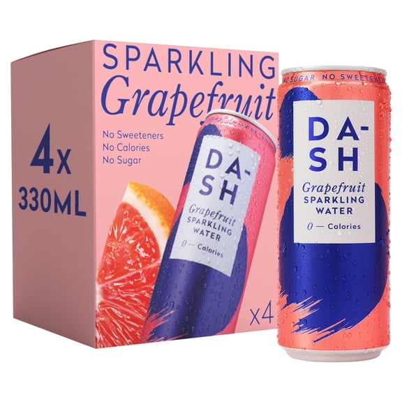 DASH Grapefruit Infused Sparkling Water 4x330ml, Imported from Britain