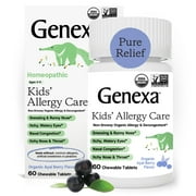 Genexa Kids' Allergy Care | Non-Drowsy, Homeopathic Decongestant & Allergy Medicine Relief for Children | Delicious Organic Acai Berry Flavor | 60 Chewable Tablets