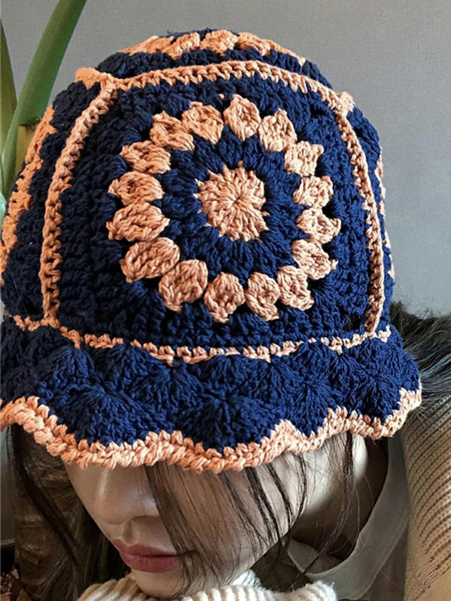 Daisy Crocheted Bucket Hat Summer Bucket Hats for Women