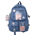 thumbnail image 1 of Mochila Kawaii QOCO con colgante y accesorios Kawaii, bonita mochila para estudiantes, bonita mochila de viaje, mochila escolar Harajuku para adolescentes, 44 x 31 x 14 cm, 1 of 5