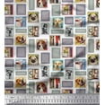 thumbnail image 1 of Soimoi Rayon Fabric Frames,Women & Dogs Patchwork Printed Craft Fabric by The Yard 42 Inch Wide, 1 of 3