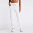 thumbnail image 2 of Ladies' Straight Leg Pants Fashionable Solid Color High Waist Drawstring Pockets Elastic Waist Casual Pants Sweatpants For women, 2 of 6