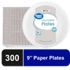 Great Value Uncoated Paper Plates, 9 Inch, White, 300 Count