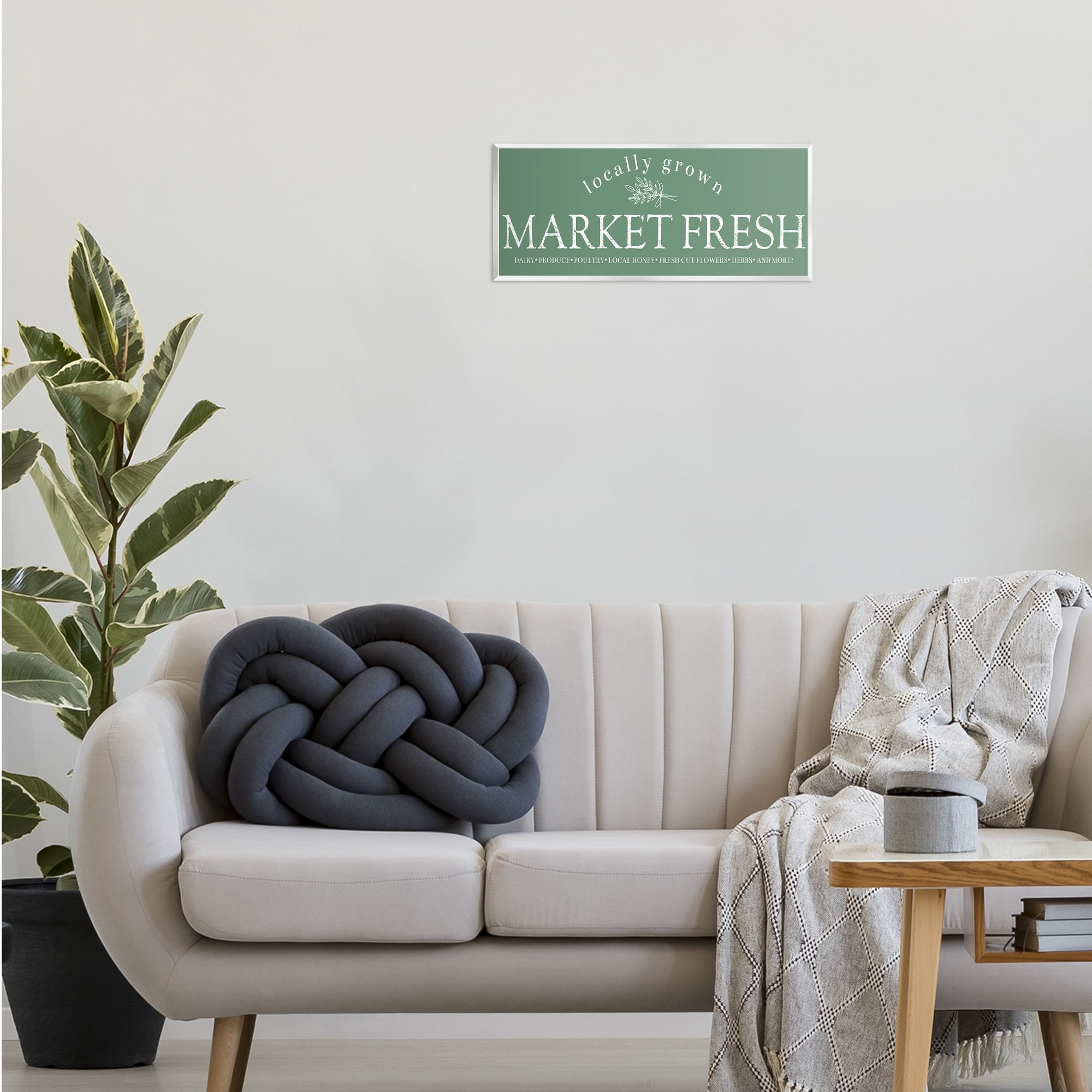Stupell Industries Locally Grown Market Text & Numbers Painting Unframed Art Print Wall Art, 17 x 7