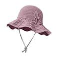 thumbnail image 4 of VOUZZA Sun Hat Womens Summer Knit Solid Color Flower Soft Foldable Wide Brim Beach Bucket Cap, 4 of 6