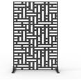 thumbnail image 4 of YUSAZENS Galvanized Steel Outdoor Privacy Screen, 3-Piece Set, Weather Resistant for Patio Backyard Black, 4 of 8