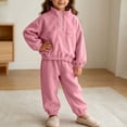 thumbnail image 5 of Atogsazn Toddler Baby Girls Fleece Clothes Set Kids Sherpa Half Zip Sweatshirt & Jogger Sweatpants Outfit Pink 3-4 Years Fashion, 5 of 7